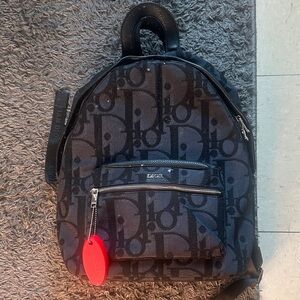 Dior Monogram Backpack with Black and Gray Design